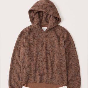 ABERCROMBIE & FITCH Soft AF Collection Cutoff Hoodie (Brown/Black Animal Print)